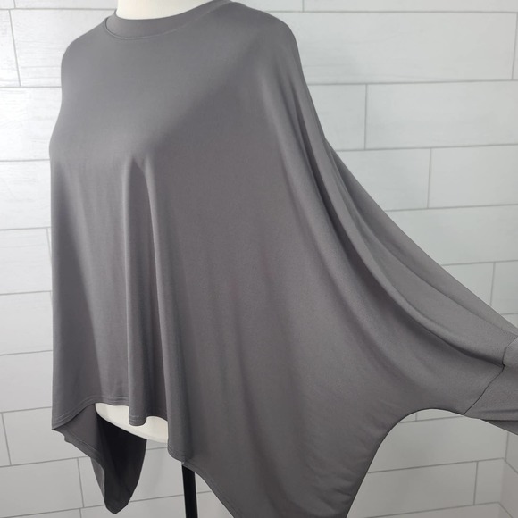 Planet Lauren G Top Gray Long Sleeve One Size Oversize Boxy Lagenlook Stretch - Picture 4 of 9